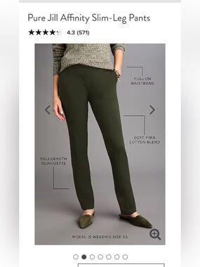 Pure Jill Affinity French Terry Slim Leg Pant M